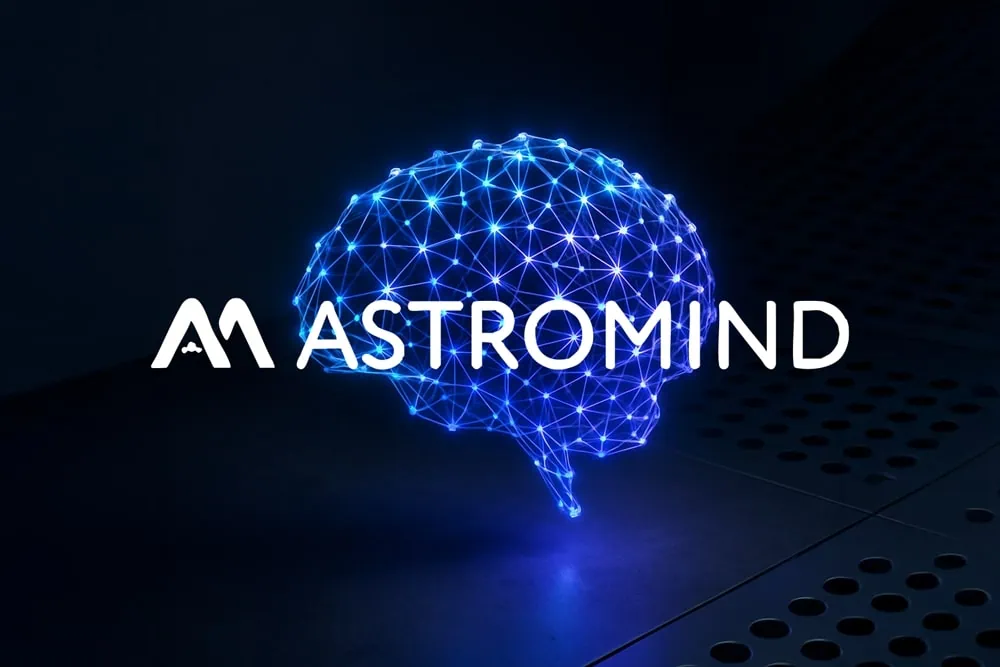 AstroMind logo with tagline Foundation Models for the Physical World, against a starry night sky.