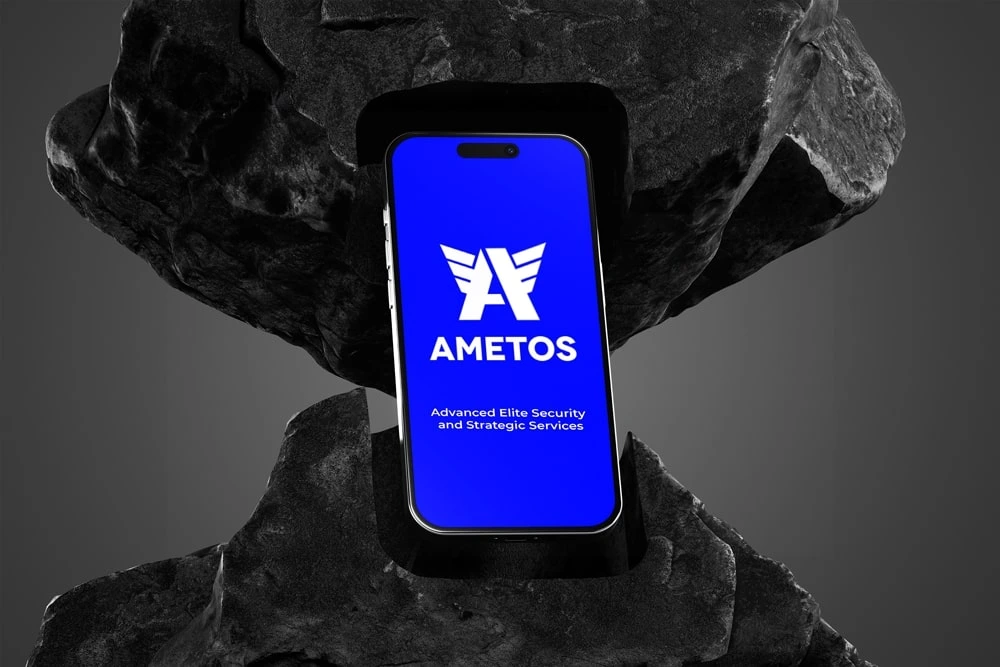 Ametos logo with tagline Advanced Elite Security and Strategic Services.