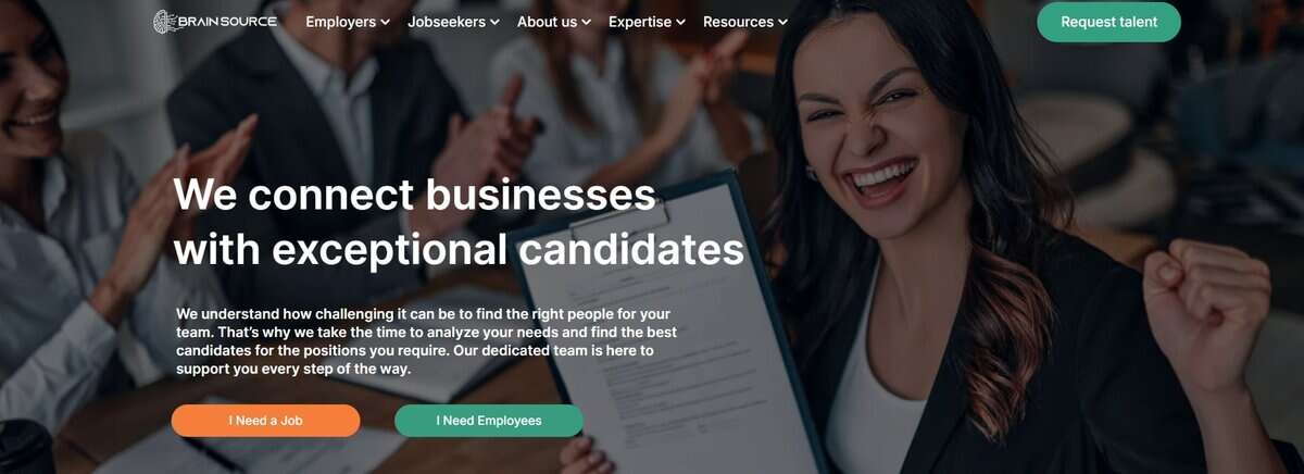 Brain Source Recruitment website testimonial