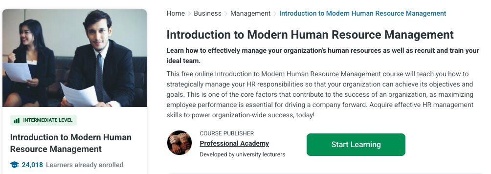 Alison HR course testimonial