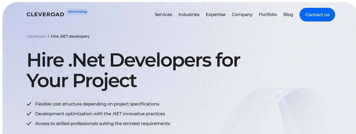 Cleveroad website: Hire .NET developers for your project.