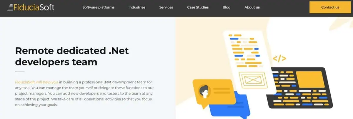 FiduciaSoft website: Remote dedicated .NET developers team.