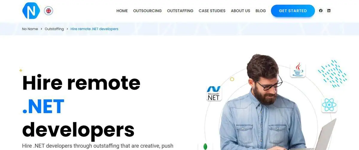 No Name website header: Hire remote .NET developers.