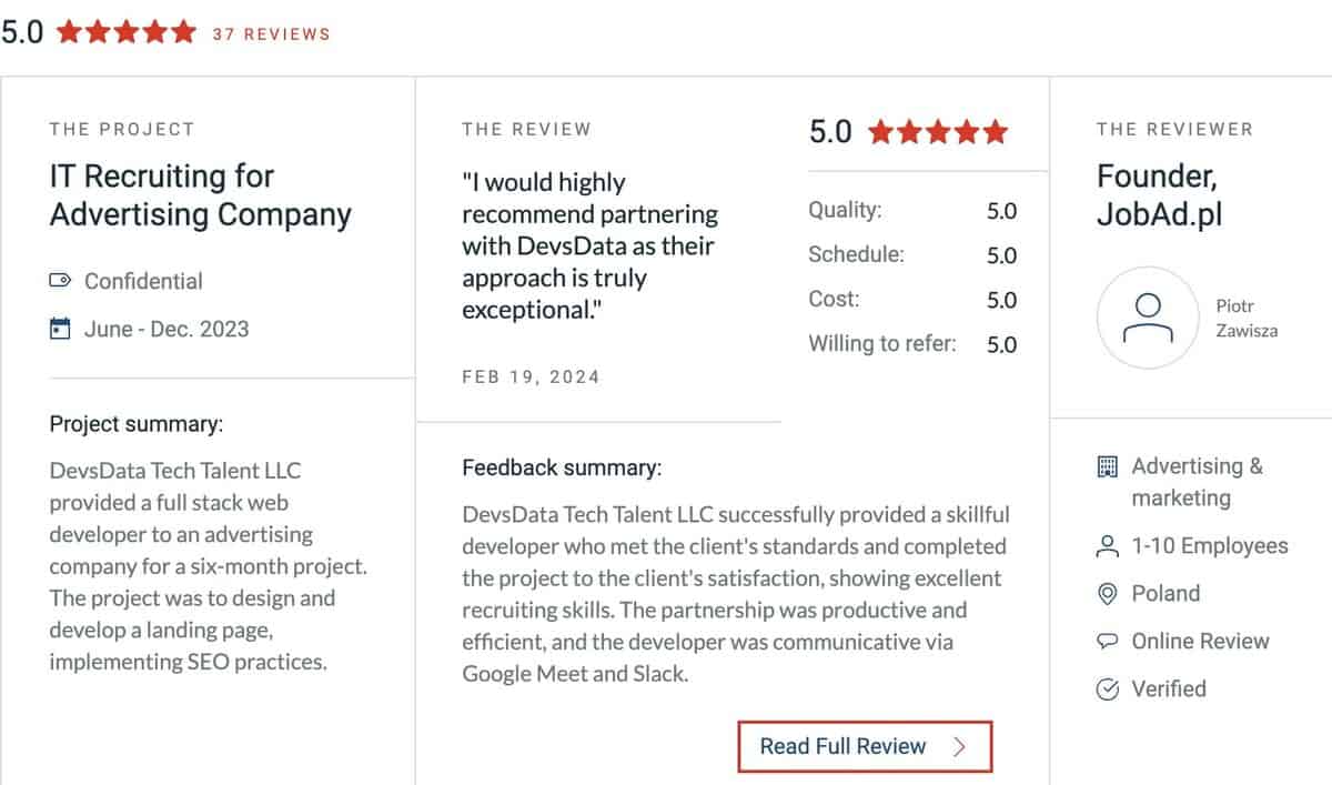 Statistics testimonial