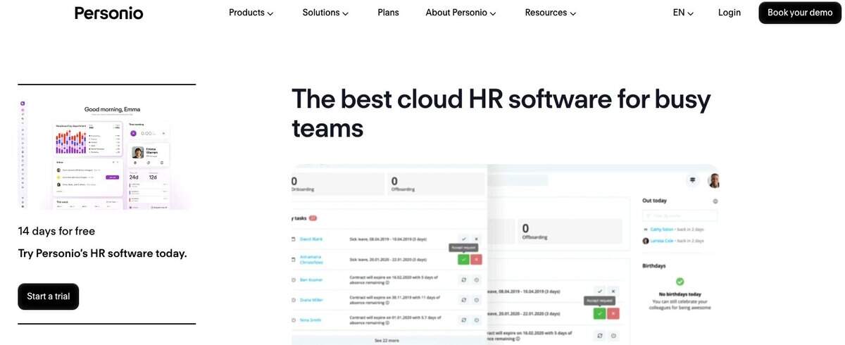 Personio website screen testimonial