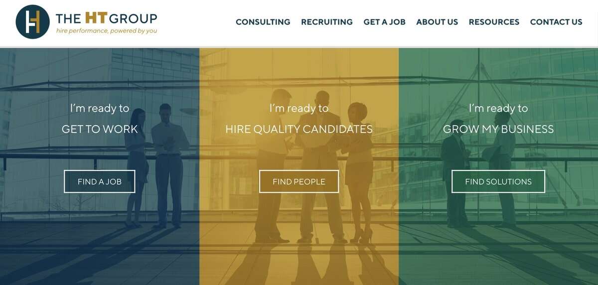 The HT Group website screen. testimonial