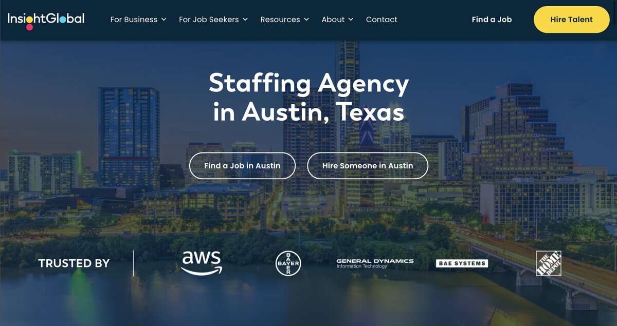 Insight Global website screen. testimonial