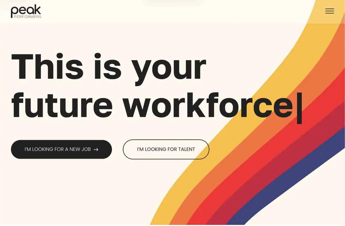 Peak Performers website screen.