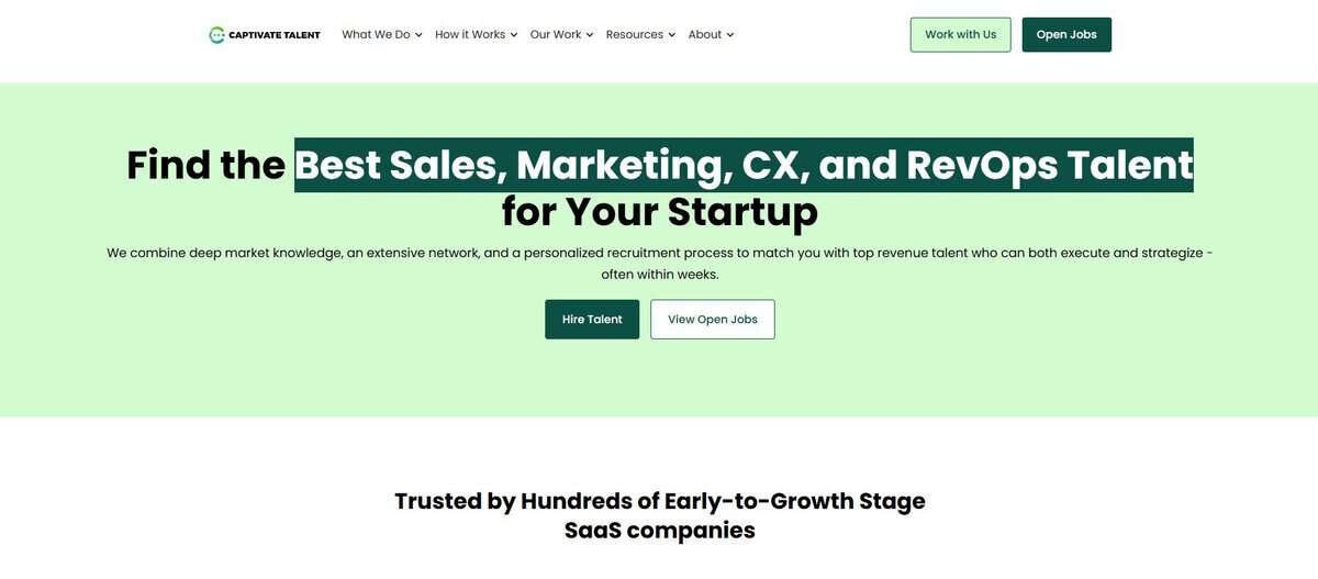 Captivate Talent Website. testimonial